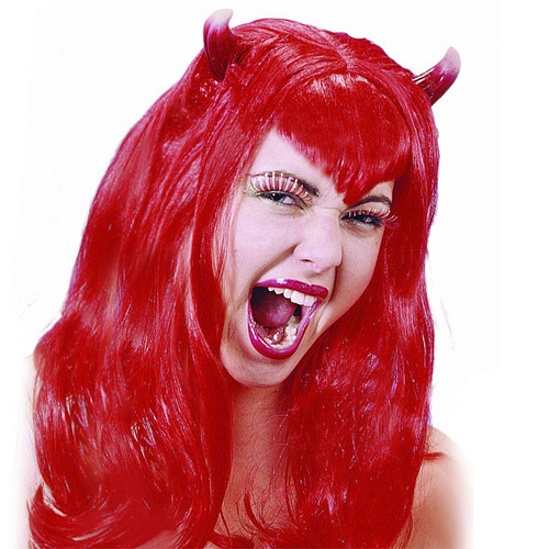 Красный парик дьяволицы с рожками